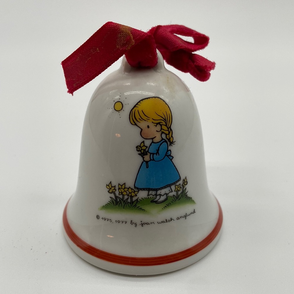 Vintage Joan Walsh Anglund Christmas Holiday Bell Ornament